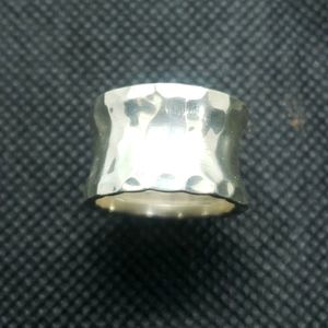 SS hammered band ring size 7